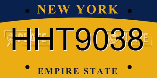 HHT9038 New York License Plate
