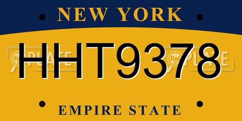 HHT9378 New York License Plate