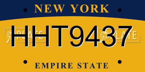 HHT9437 New York License Plate