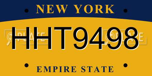 HHT9498 New York License Plate