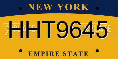 HHT9645 New York License Plate