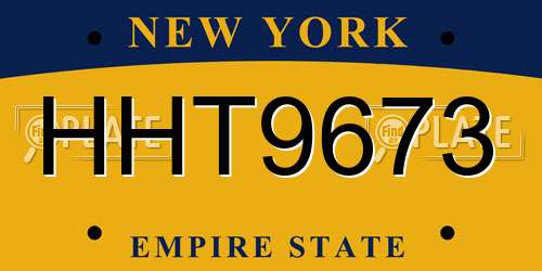 HHT9673 New York License Plate