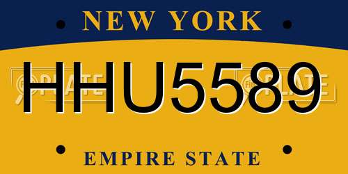 HHU5589 New York License Plate