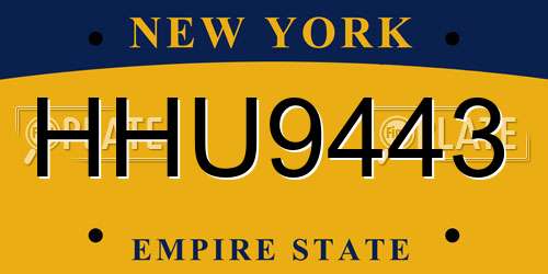 HHU9443 New York License Plate