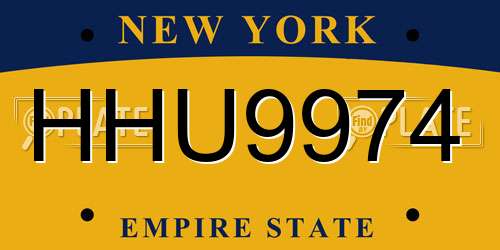 HHU9974 New York License Plate