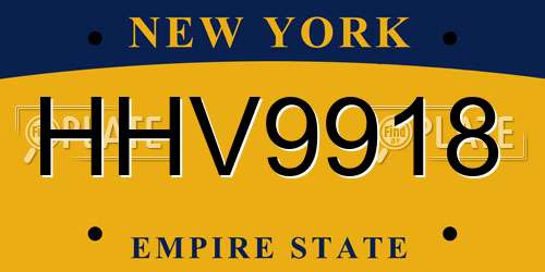 HHV9918 New York License Plate