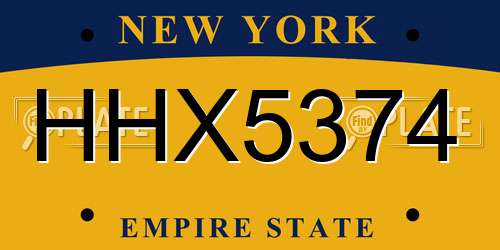 HHX5374 New York License Plate