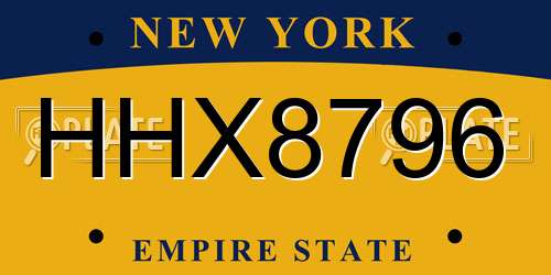 HHX8796 New York License Plate
