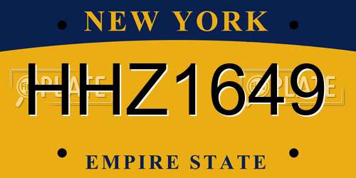 HHZ1649 New York License Plate