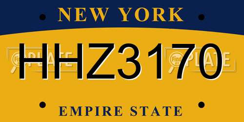 HHZ3170 New York License Plate