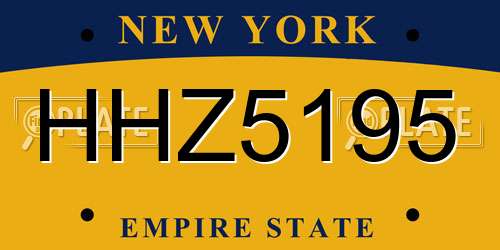 HHZ5195 New York License Plate