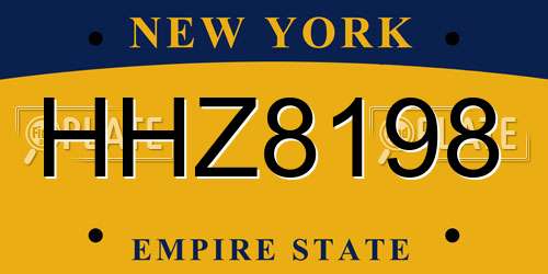 HHZ8198 New York License Plate