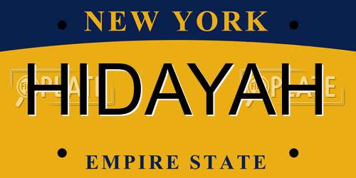 HIDAYAH New York License Plate