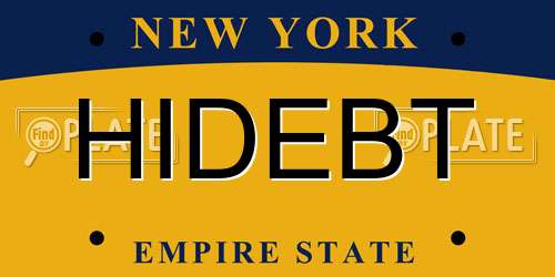 HIDEBT New York License Plate