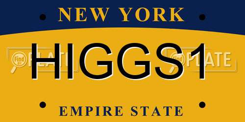 HIGGS1 New York License Plate