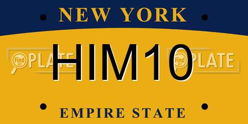 HIM10 New York License Plate