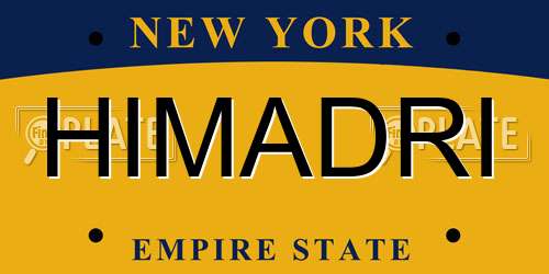 HIMADRI New York License Plate