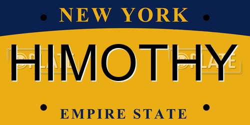 HIMOTHY New York License Plate