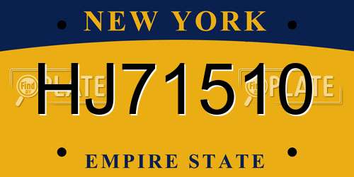 HJ71510 New York License Plate