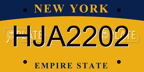 HJA2202 New York License Plate