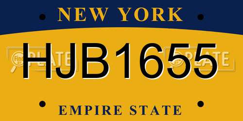HJB1655 New York License Plate