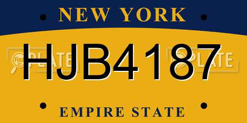 HJB4187 New York License Plate