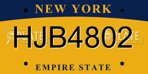 HJB4802 New York License Plate