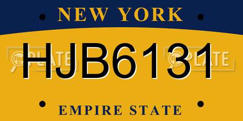 HJB6131 New York License Plate