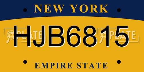 HJB6815 New York License Plate