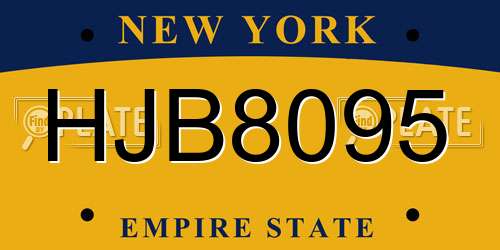 HJB8095 New York License Plate