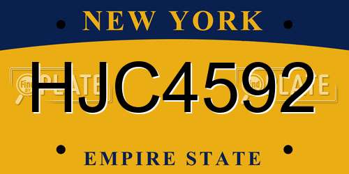 HJC4592 New York License Plate