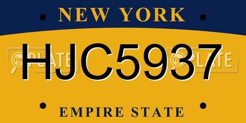 HJC5937 New York License Plate