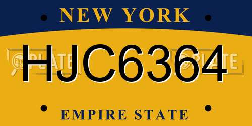 HJC6364 New York License Plate