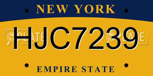 HJC7239 New York License Plate