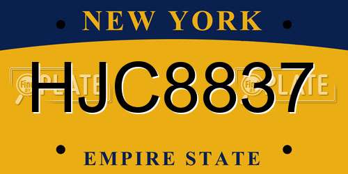 HJC8837 New York License Plate