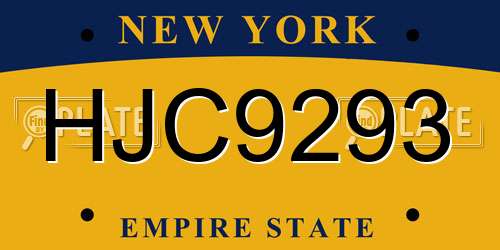 HJC9293 New York License Plate