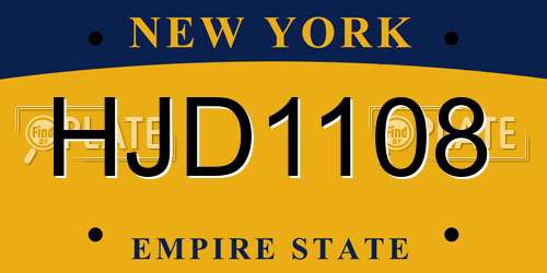 HJD1108 New York License Plate