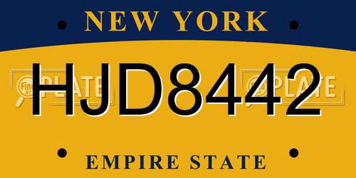 HJD8442 New York License Plate