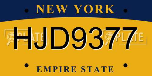 HJD9377 New York License Plate