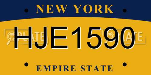 HJE1590 New York License Plate