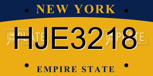 HJE3218 New York License Plate