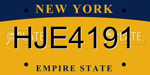 HJE4191 New York License Plate