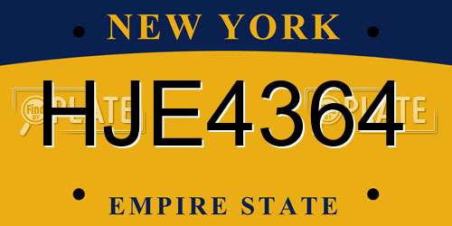 HJE4364 New York License Plate