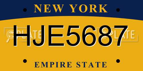 HJE5687 New York License Plate