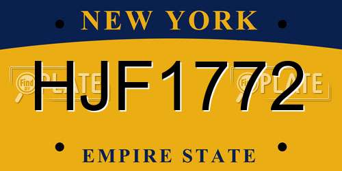 HJF1772 New York License Plate