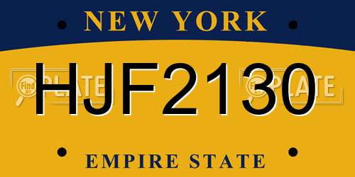 HJF2130 New York License Plate