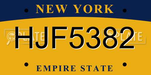 HJF5382 New York License Plate