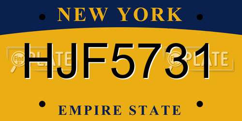 HJF5731 New York License Plate