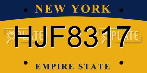HJF8317 New York License Plate