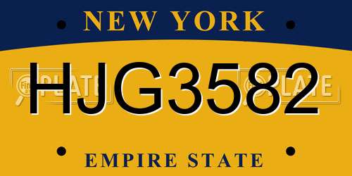 HJG3582 New York License Plate